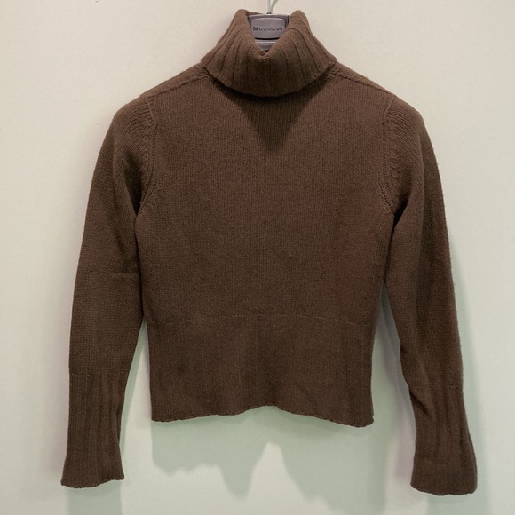 SISLEY Turtleneck Sweater Brown Wool Chunky Angora - Picture 12 of 13